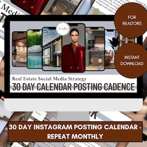 30-Day Real Estate Social Media Calendar | Realtor Instagram Content Planner | Lead Gen PDF Download