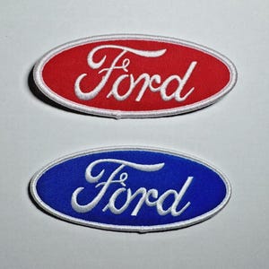 Ford Racing Patch: Red and Blue Oval Iron/Sew-On (4x1.5 inches)