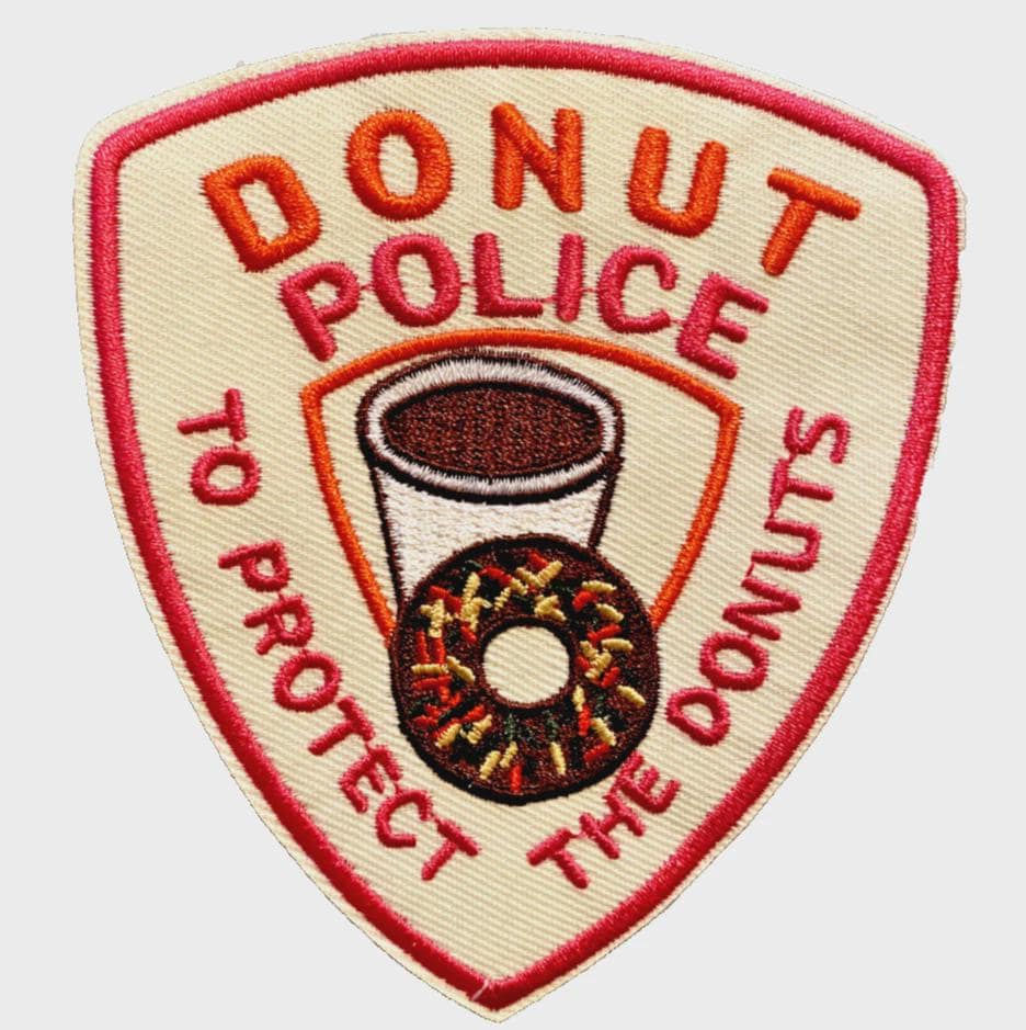 Donut Police To Protect and Serve 4in Embroidered Iron-on Patch