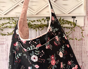 Sac hobo floral fait main en coton