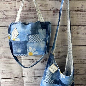Bolso patchwork estilo vaquero, bolso hobo, bolso tote