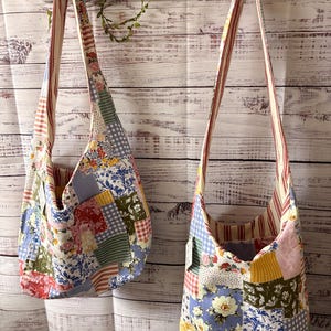Borsa patchwork shabby chic, borsa reversibile, stampa country