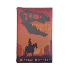 Dragon Teeth by Michael Crichton - Leather Covered, Wood Hardback Book, Personalized Limited Edition Gift