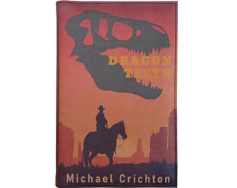 Dientes de dragón de Michael Crichton: libro de tapa dura de madera y cubierta de cuero, regalo de edición limitada personalizado