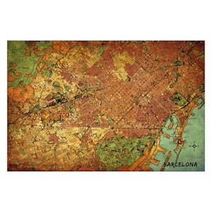 BARCELONA mapa 15E skórzany dziennik wielokrotnego napełniania, spersonalizowany skórzany notatnik, okładka notesu podróżnika, prezent na trzecią rocznicę skóry