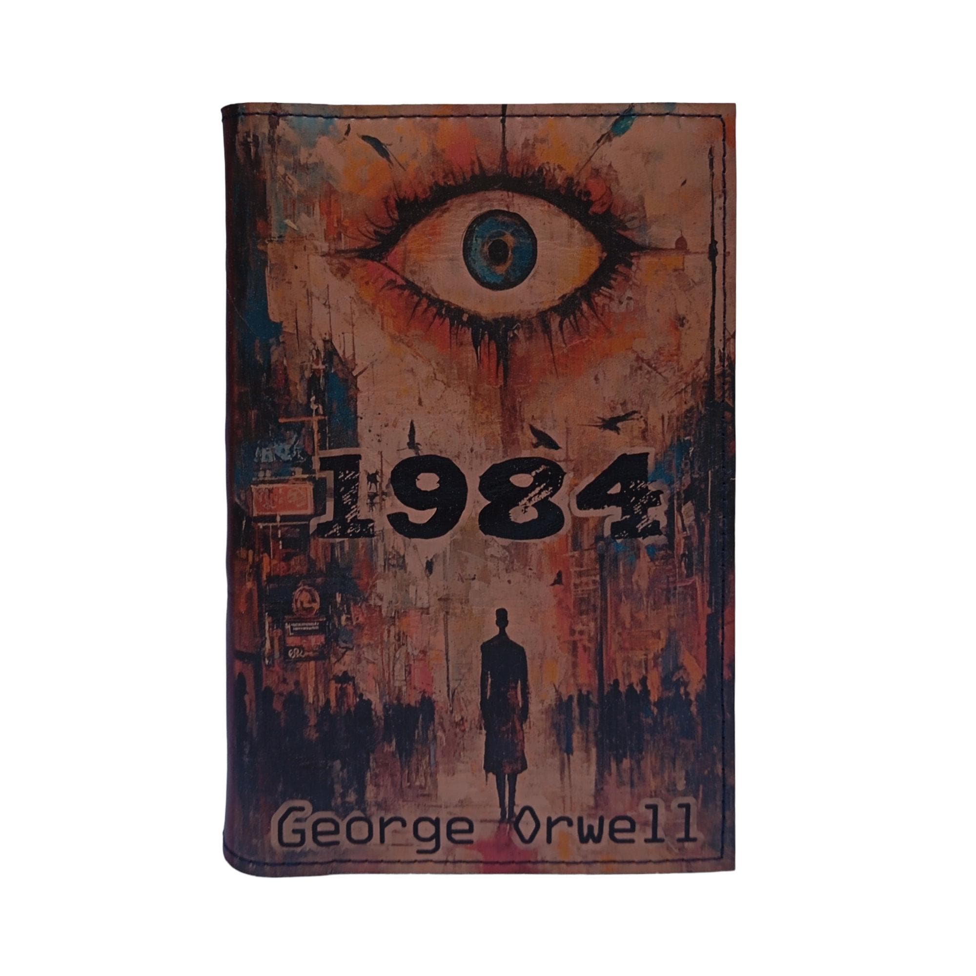1984 by George Orwell - Leather Covered, Wood Hardback Book