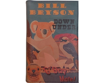Down Under by Bill Bryson - Leather Covered, Wood Hardback Book, Personalized Limited Edition Gift