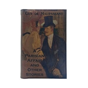 A Parisian Affair and Other Stories by Guy de Maupassant - Leather Covered, Wood Hardback Book, Personalized Limited Edition Gift