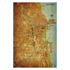 CHICAGO Map 15E Skórzany dziennik z możliwością ponownego napełniania, spersonalizowany skórzany notatnik, okładka notesu podróżnego, prezent na 3. rocznicę ze skóry