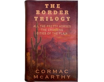 Gränstrilogin av Cormac McCarthy - Läderklädd, inbunden träbok, personlig present i begränsad upplaga