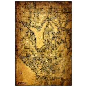 SEATTLE Map 5E - Leather Photo Album, Handmade and Personalized Travel Book, 3rd Leather Anniversary Gift