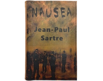 Nausea by Jean-Paul Sartre - Leather Covered, Wood Hardback Book, Personalized Limited Edition Gift