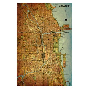 CHICAGO Kaart 15E - Lederen fotoalbum, handgemaakt en gepersonaliseerd reisboek, 3e lederen jubileumcadeau