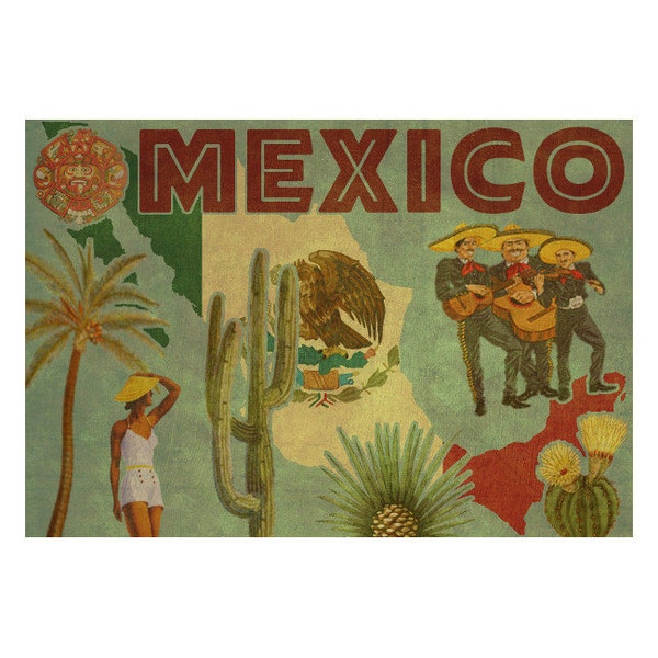 MEXICO 2FS Leather Photo Album, Personalized Scrapbook Album, Handmade Travel Book, 3rd Leather Anniversary Gift