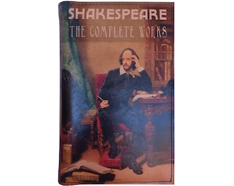 William Shakespeare The Complete Works - Libro de tapa dura de madera cubierto de cuero, regalo personalizado de edición limitada