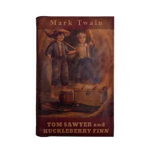 Tom Sawyer And Huckleberry Finn by Mark Twain  - Leather Covered, Wood Hardback Book, Personalized Limited Edition Gift