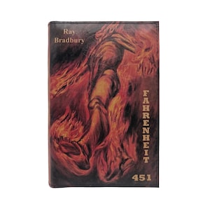 Fahrenheit 451 by Ray Bradbury - Leather Covered, Wood Hardback Book, Personalized Limited Edition Gift