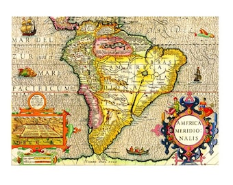 SOUTH AMERICA Map 1MS- Handmade Leather Photo Album - Hard Cover - Free Shipping