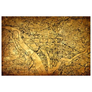 WASHINGTON DC Map 5E - Leder Fotoalbum, handgefertigtes und personalisiertes Reisebuch, 3. Jahrestag Geschenk