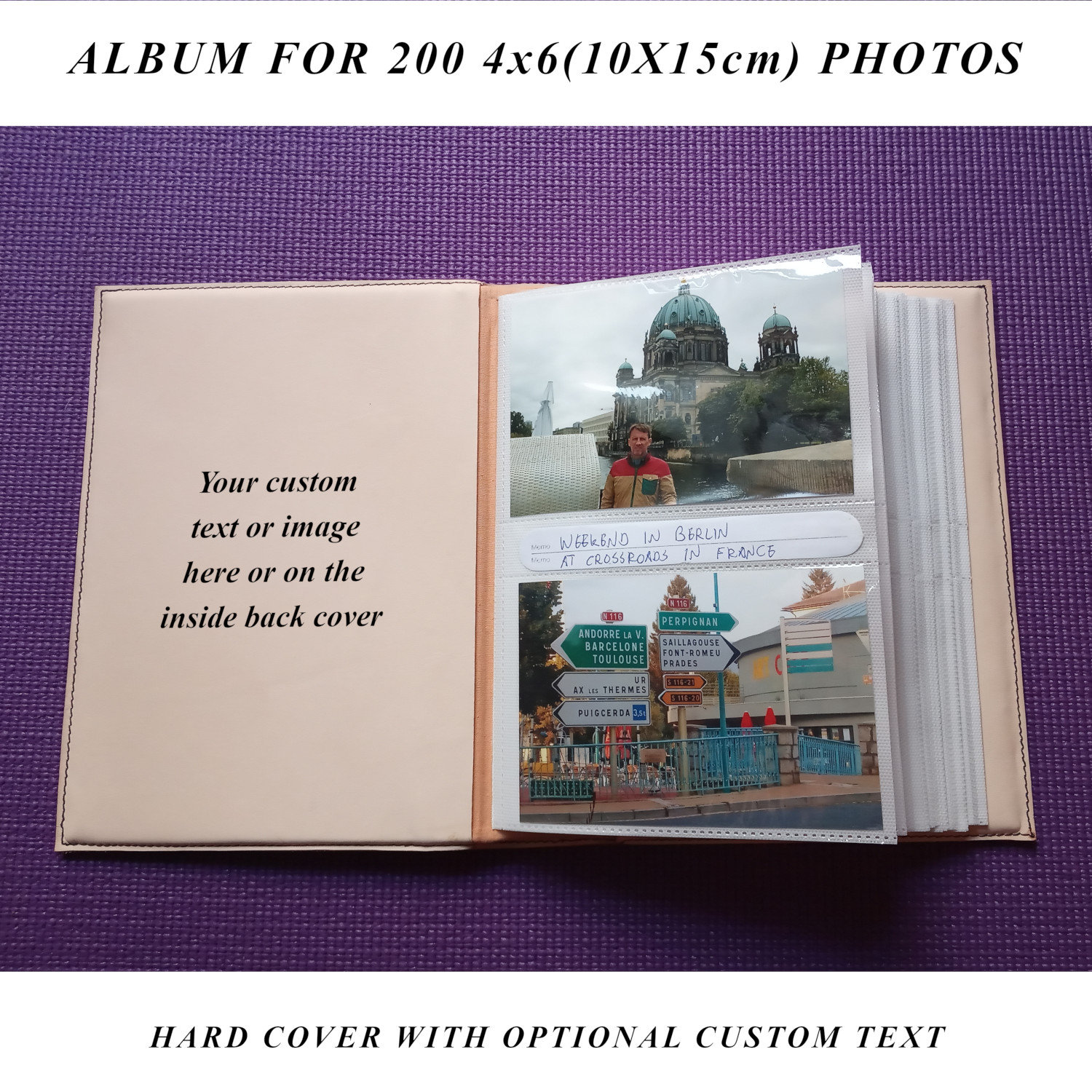 Album Fotografico In Pelle 8,5x11 – Capacità 68 Foto – Copertina In Pelle Nera – Tema Matrimonio