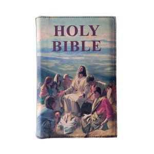 HOLY BIBLE - Leather Covered, Wood Hardback Book, Personalized Limited Edition Gift