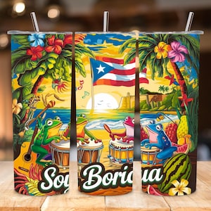 Soy Boricua Tumbler Wrap: Puerto Rico Flag Sublimation Design (Digital Download 20oz PNG)