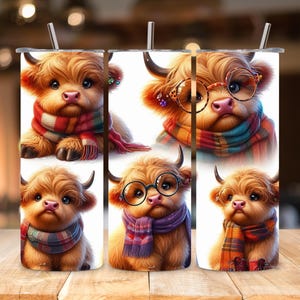 Divertente tumbler a forma di mucca delle Highlands: design sottile da 20 once con stampa a sublimazione (download digitale PNG)