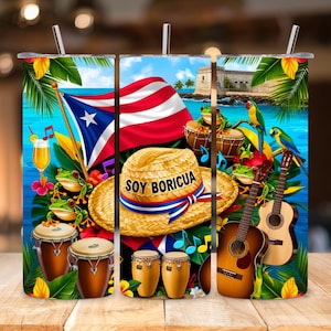 Puerto Rico Flag Tumbler Wrap: Boricua Sublimation Design (PNG Digital Download)
