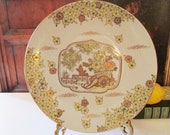 Vintage Gold Imari Hand Painted Wall Plate, Japanese Porcelain Decorative Hanging Plate, Chinoiserie Decor