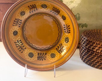 Vintage Slipware Pottery Art, Wall Decor, Serving Bowl Farmhouse Kitchen, Country Kitchen, Fall Autumn Decor, Fruit Bowl