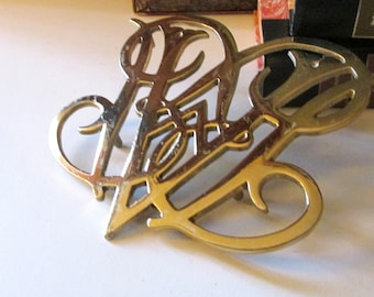 Vintage Brass Metalcrafters Trivet, Queen Anne Cypher, Williamsburg Decor, Brass Hot Plate