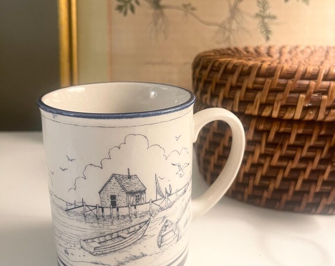 Featured listing image: Vintage Down East Crafts Nautical Beach Scenic Mug, Yarmouth, Me, Lake House Mug