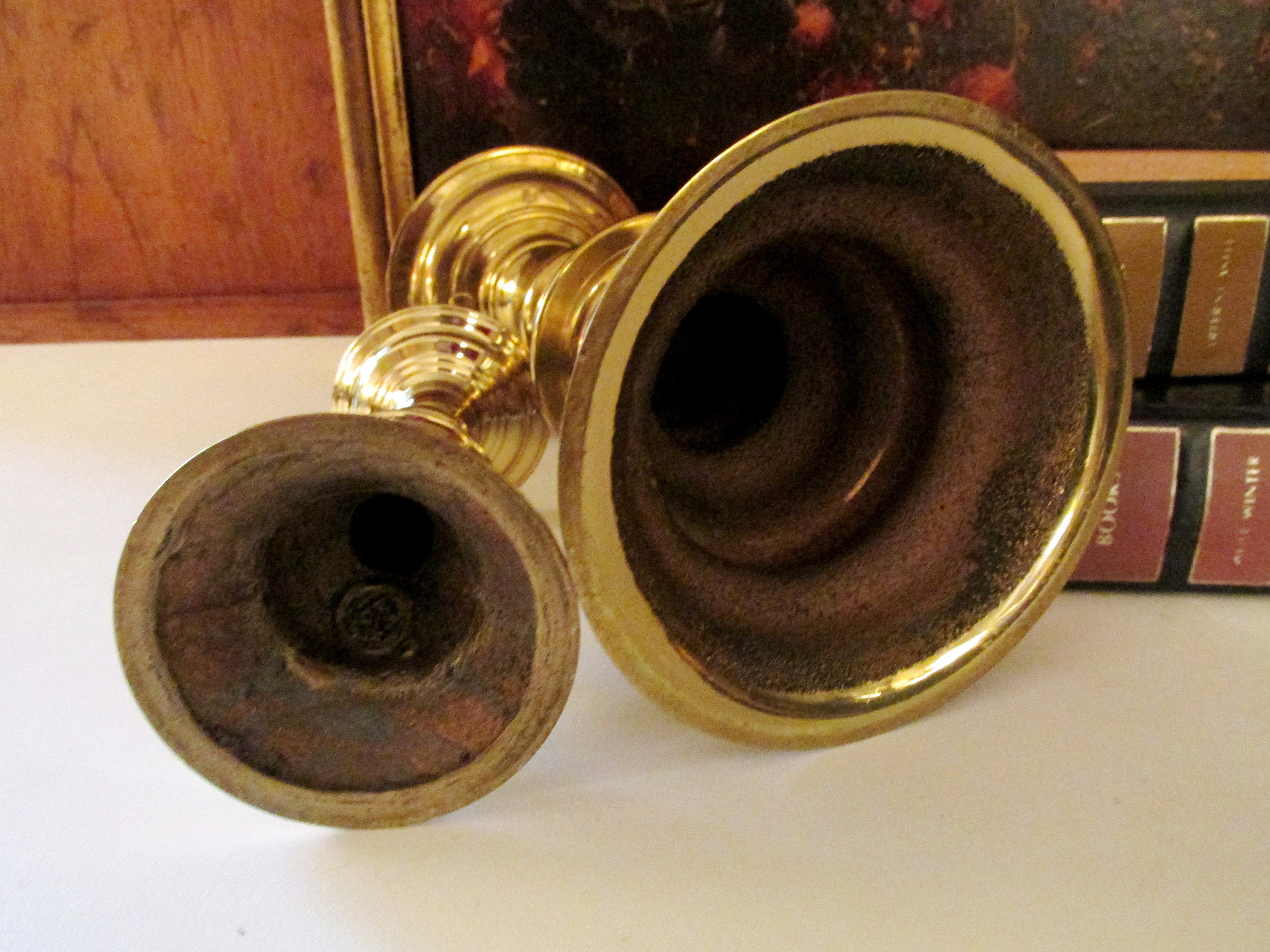 Vintage Brass Pillar Spike Candlesticks, Hollywood Regency ...