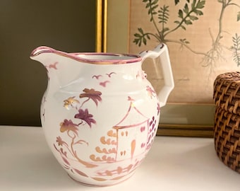 Vintage Signed J. Palin Thorley Jug, Pink Luster Ware Pitcher, English Country Kitchen