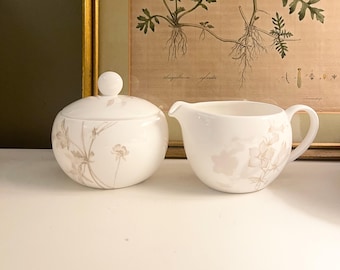 Vintage Mikasa "Floral Mist" Creamer and Lidded Sugar Bowl, Wedding China