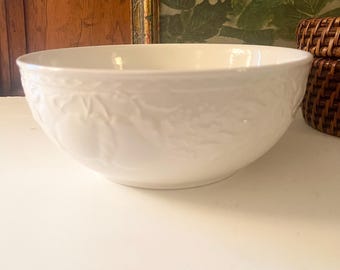 Vintage England Franciscan "Country Fayre" Embossed Serving Bowl, White Ironstone