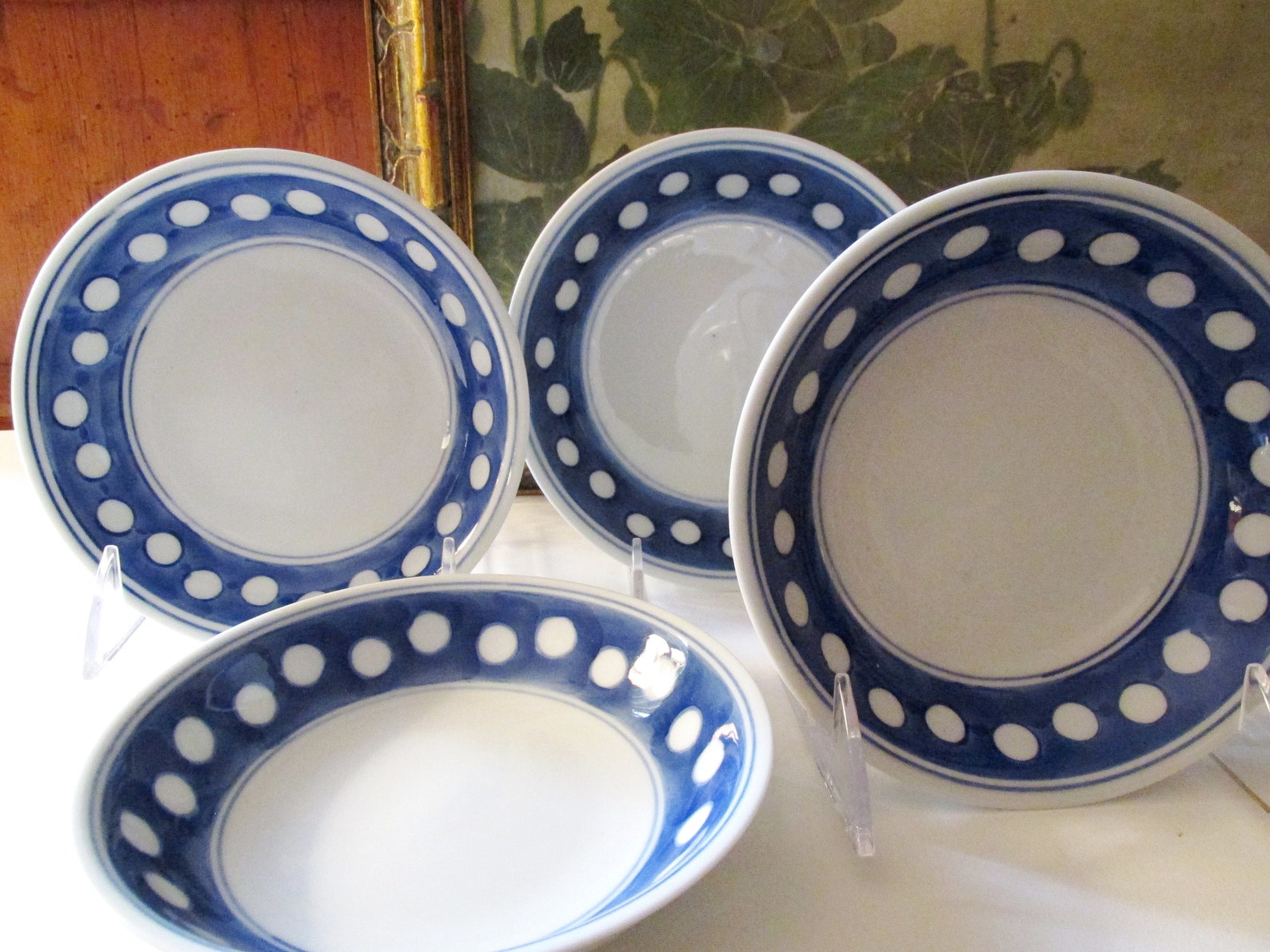 Cuatro Williams-Sonoma tazón azul y blanco bolos de frutas | Etsy