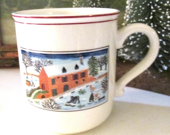Vintage Naif Christmas Mug, Villeroy & Boch, Folk Art Christmas Mug, Laplau, Holiday Mug, Tea Mug, Christmas Coffee Mug