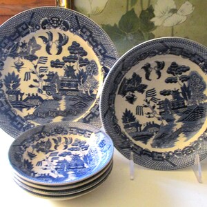 vintage Japanese Blue Willow dishes 4 pc – 86 Vintage