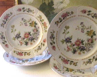Set of  Four Vintage Chinoiserie Salad or Dessert Plates, Fleur De Paradis by Ranmaru Dinnerware,