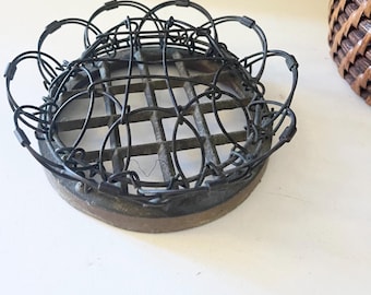 Vintage Metal Flower Frog, Round Collapsible Style Flower Holder, Patina, Gift For Gardener, Antique Flower Arranger