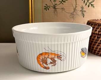 Vintage Lobster Casserole Dish, Seafood Deign Large Souffle, Majilly Designs, BIA Cordon Bleu,