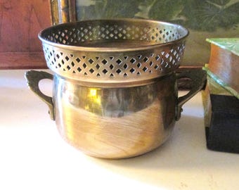 Vintage Brass Planter, Wine Cooler, Cachepot, Grandmillenial Brass, Boho Brass, Brass Handled Pot