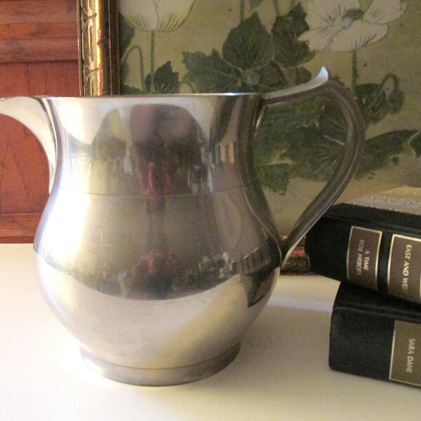 Vintage Stieff Pewter Old Sturbridge Village Water Pitcher, Farmhouse Jug, French Country Decor