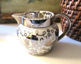 Vintage Small Wedgwood Creamer, Silvered Transferware Jug, Personal Tea Creamer, English Cottage