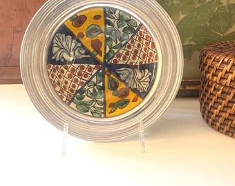 Vintage Talavera Mexican Hand Painted Serving Dish, Folk Art, Dip Bowl