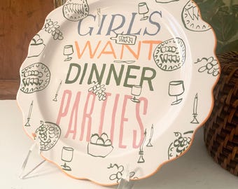 Anthropologie, Phthalo Ruth "Girls Want A Dinner Parties" Plate, Dessert Plate, Kitchen Decor