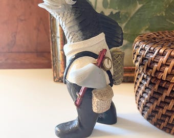 Vintage Signed Anthropomorphic Fish Figurine, Gift For Fisherman, 1993 Cabin Decor, Father's Day Gift, Lake House Shelfie Decor