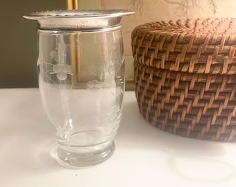Vintage Wallace Sterling and Crystal Vase, Mid Century Design, Vanity Decor
