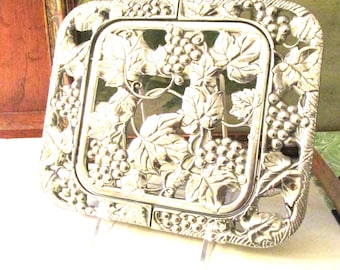 Vintage Lenox Expanable Trivet, "Grape Weave" Pattern, Wine And Cheese Decor
